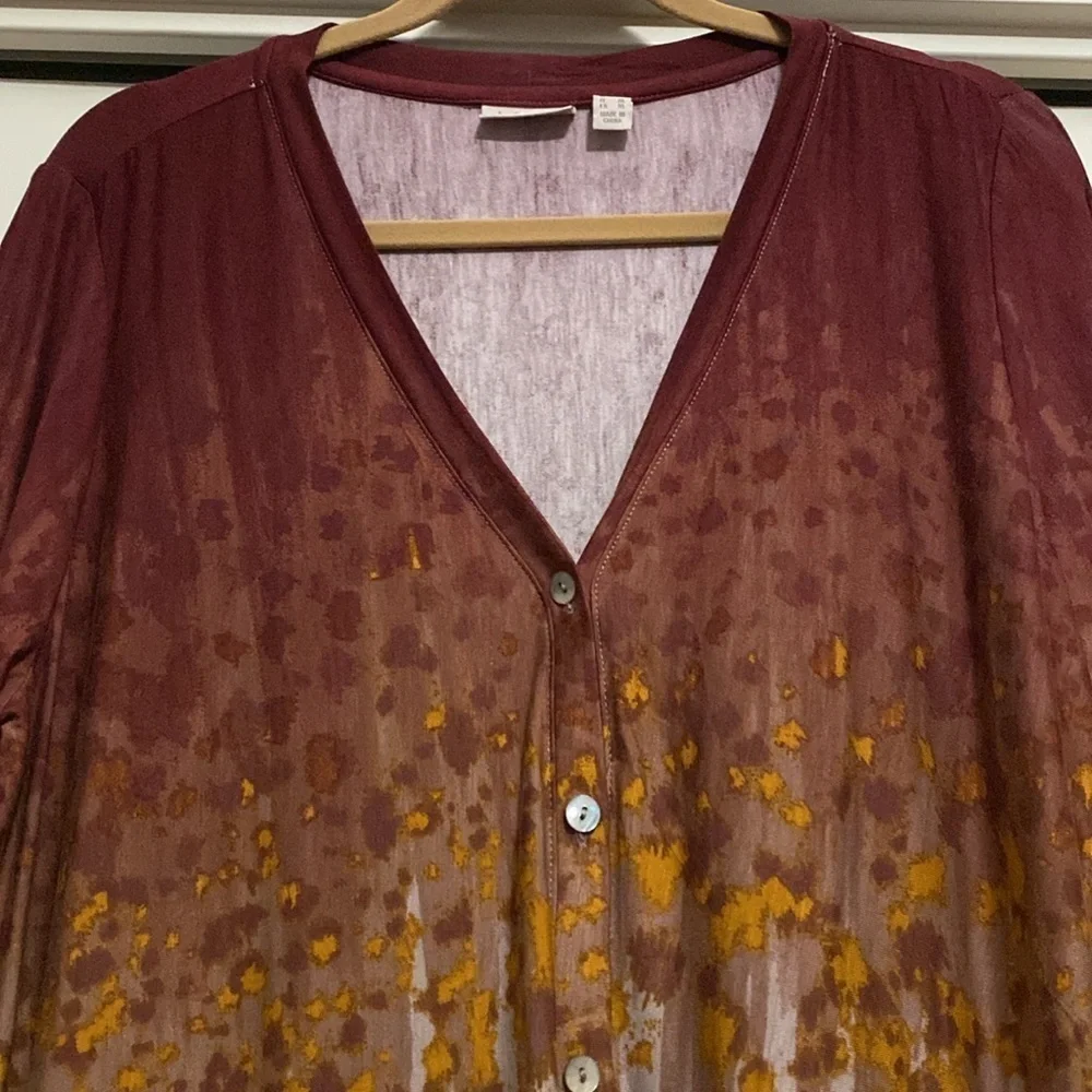 LOGO by Lori Goldstein Cardigan Womens L pockets button down Lagenlook